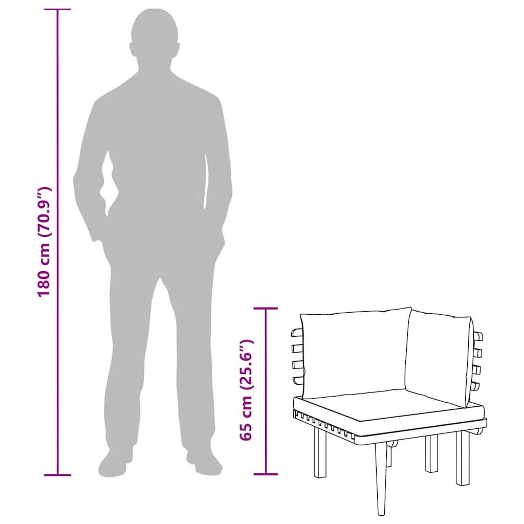 Garten-Ecksofa mit Kissen Massivholz Akazie